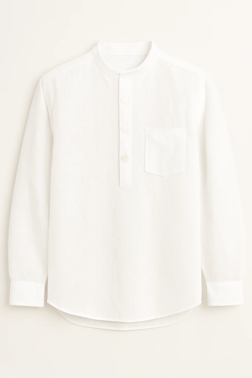 White Linen Blend textured Short Kurta - Image 4