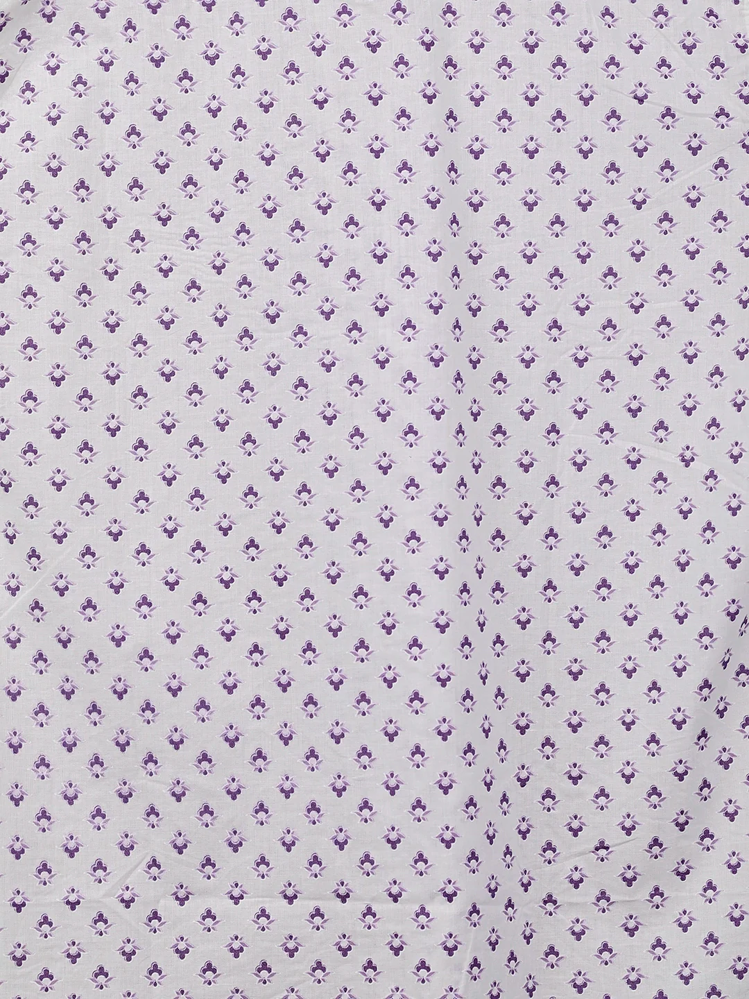 White – Purple Motif Printed Half-Sleeves Shirt - Image 4