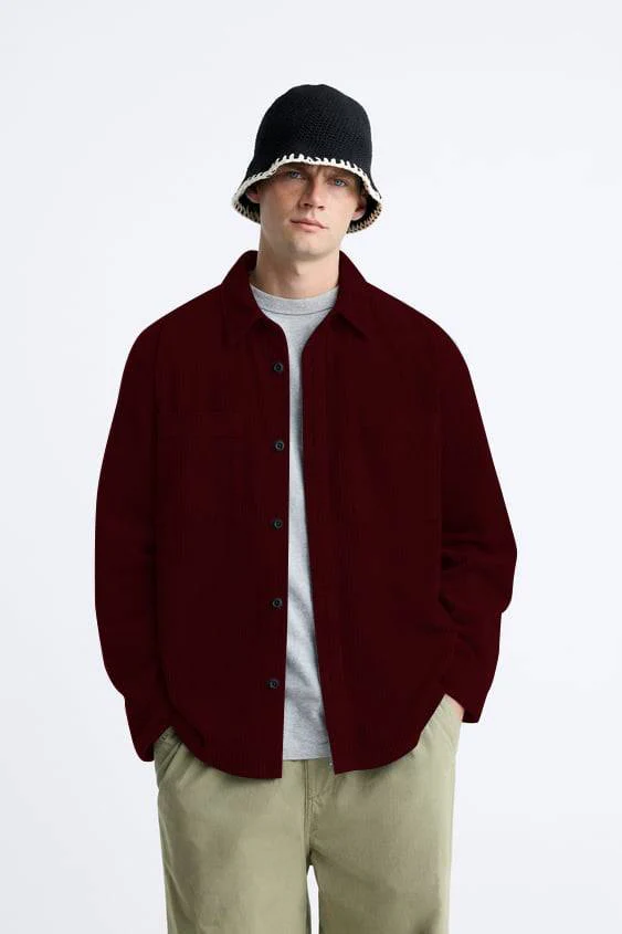 Wine Premium Corduroy Oversized Shirt - Image 3