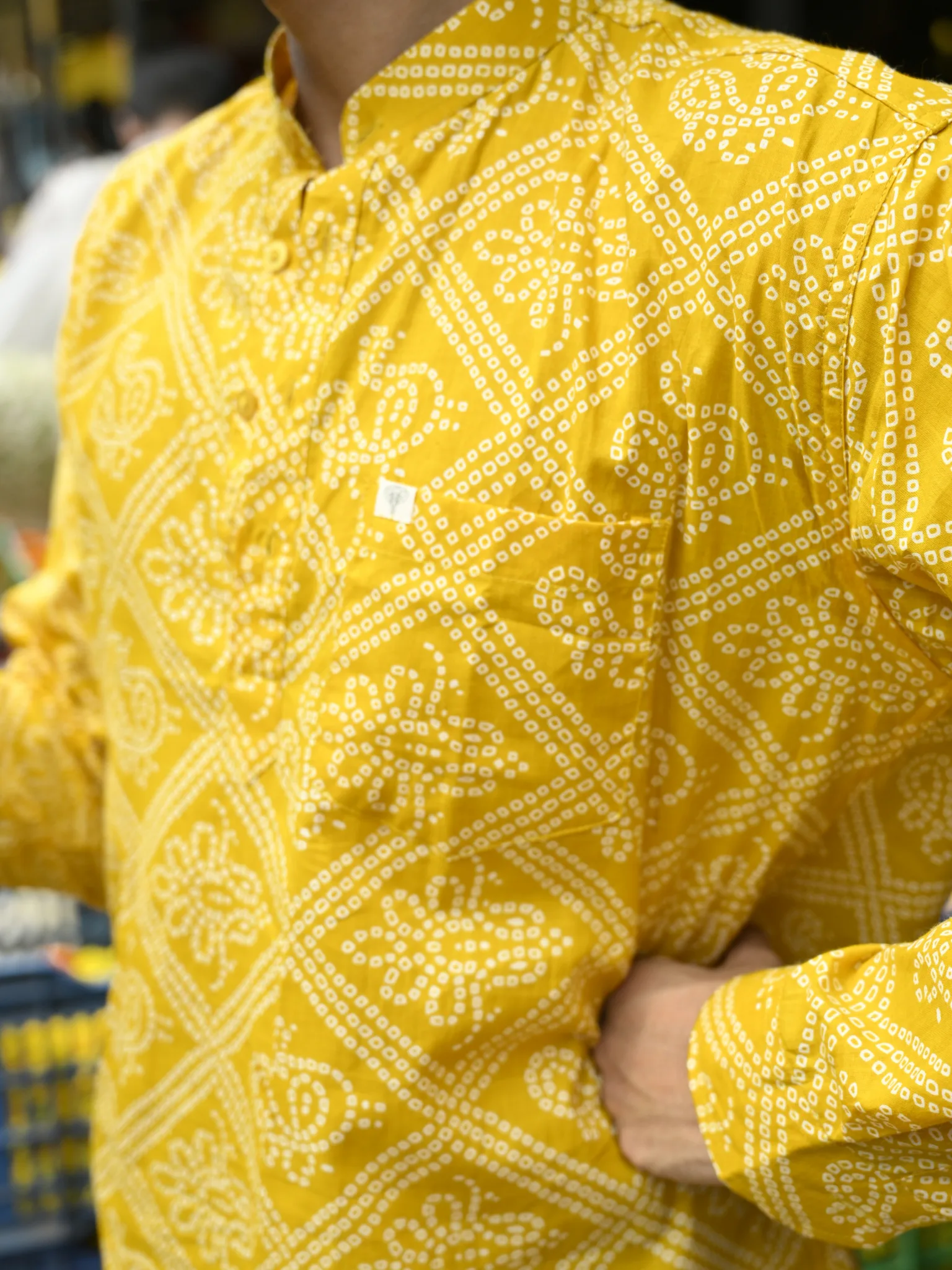 Yellow Bandej Printed short kurta - Image 2