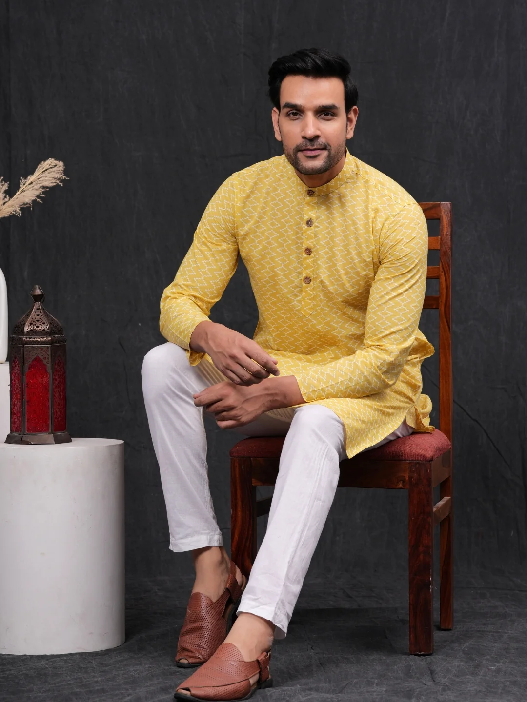 yellow chevron Long Kurta & Pyjama set - Image 6