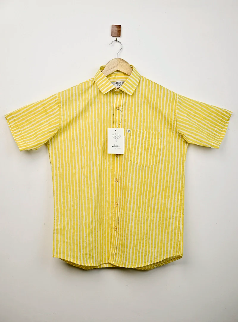 Yellow Lining Printed Half Sleeves Shirt - Image 2