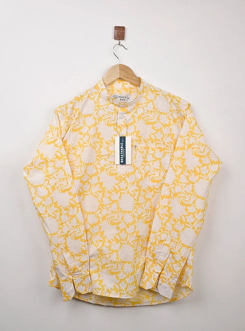 Yellow White Floral Short Kurta - Image 5